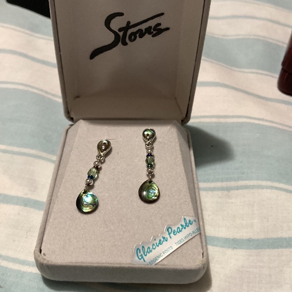 Storrs silver with abalone shell drop earrings - Picture 3 of 3